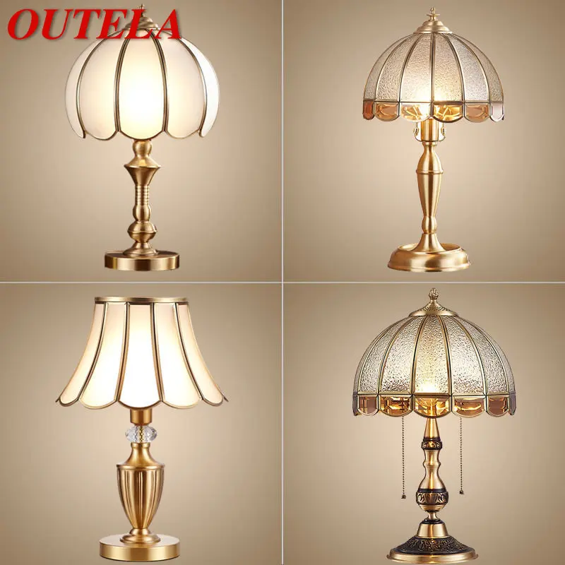 

OUTELA Brass Table Lights LED Modern European Creative Luxury Glass Copper Desk Lamp For Home Living Room Study Bedroom