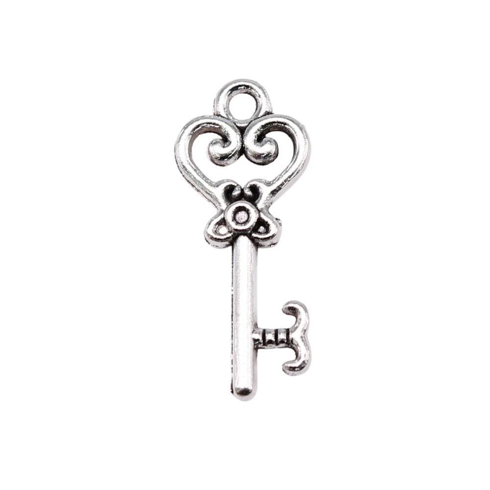 WYSIWYG 20pcs Charms Vintage Skeleton Key 21x9mm Tibetan Bronze Silver Color Pendants Antique Jewelry Making DIY Handmade Craft
