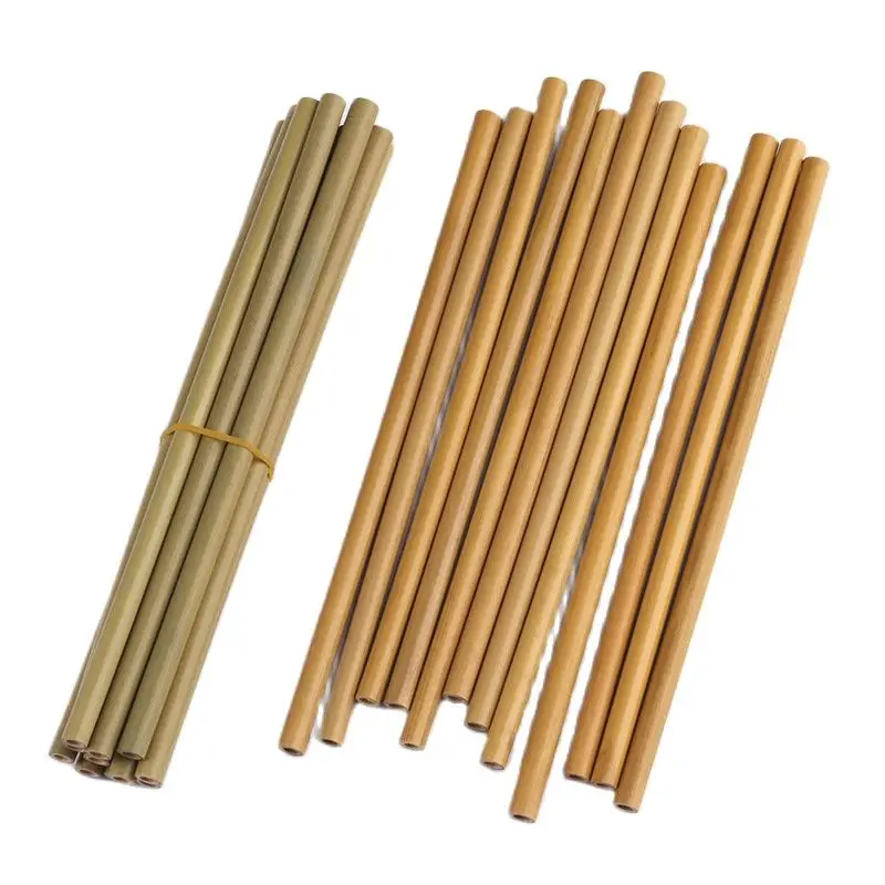 Nature Bamboo Straw 12pcs/box One Brush Drink Bamboo Straws 20cm