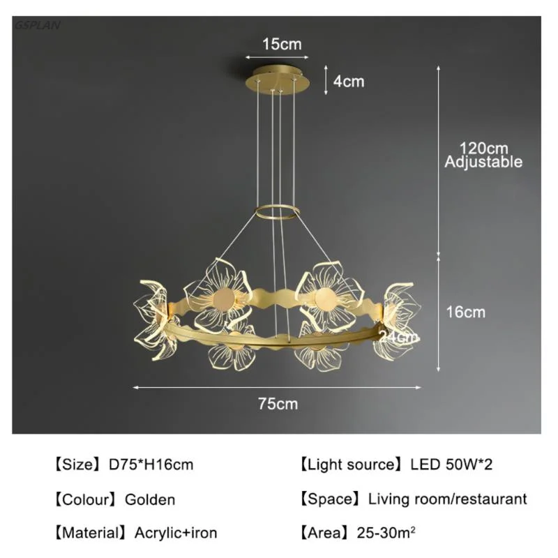 GSPLAN żyrandole, żyrandole sufitowe LED, kwiaty lotosu, akrylowe osłony przeciwsłoneczne, oświetlenie wewnętrzne, salon, sypialnia, oprawy oświetleniowe