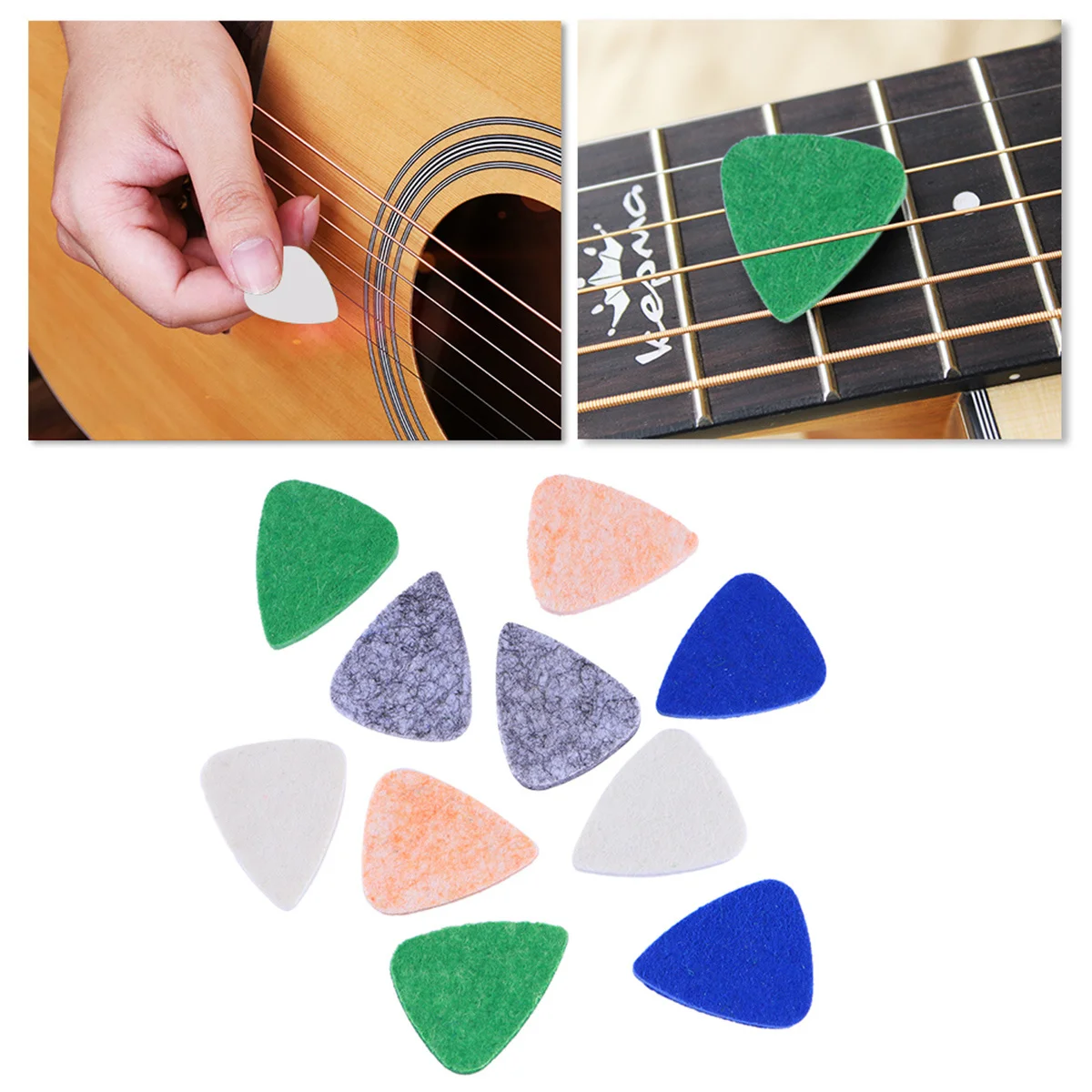 

10Pcs Guitar Picks Felt Picks Colorful Non Slippery Plectrums for Ukulele and Guitar Mellow Sound No Scratch Perfect Gift