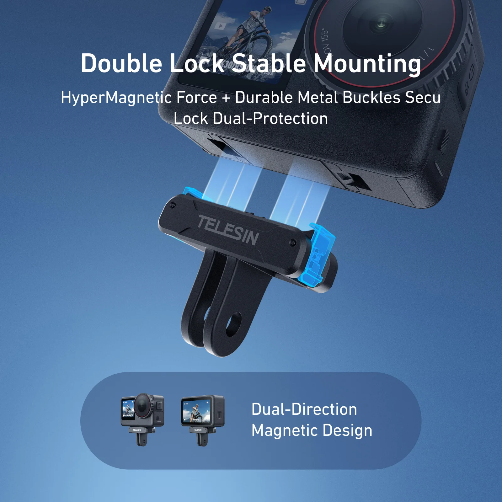 TELESIN Für DJI OSMO Action 6 Qucik Release Magnetische Zwei Klaue Adapter Halterung Zubehör Dual Klaue Schnittstelle