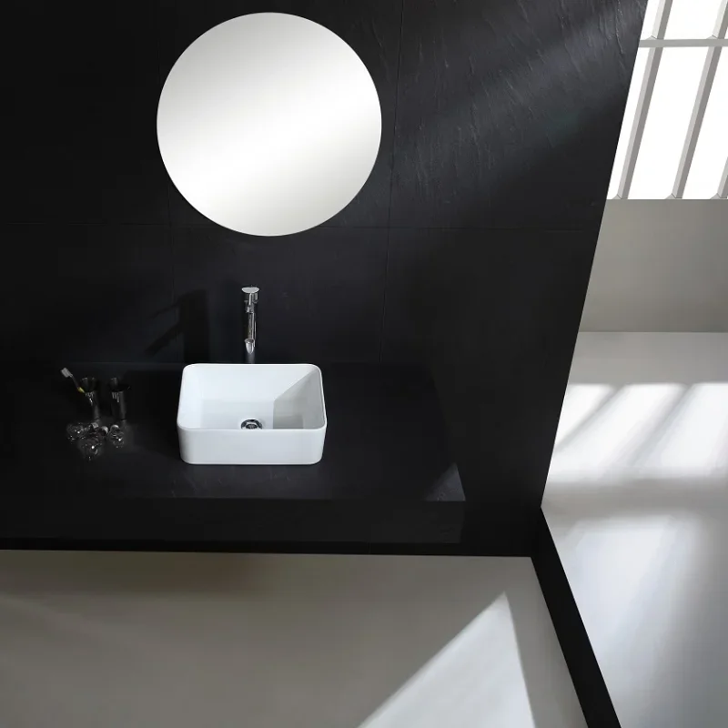 Indoor and Outdoor Washrooms Ceramic White Rectangular Sink Mall Bathroom Countertop Vanity Art Table Basin