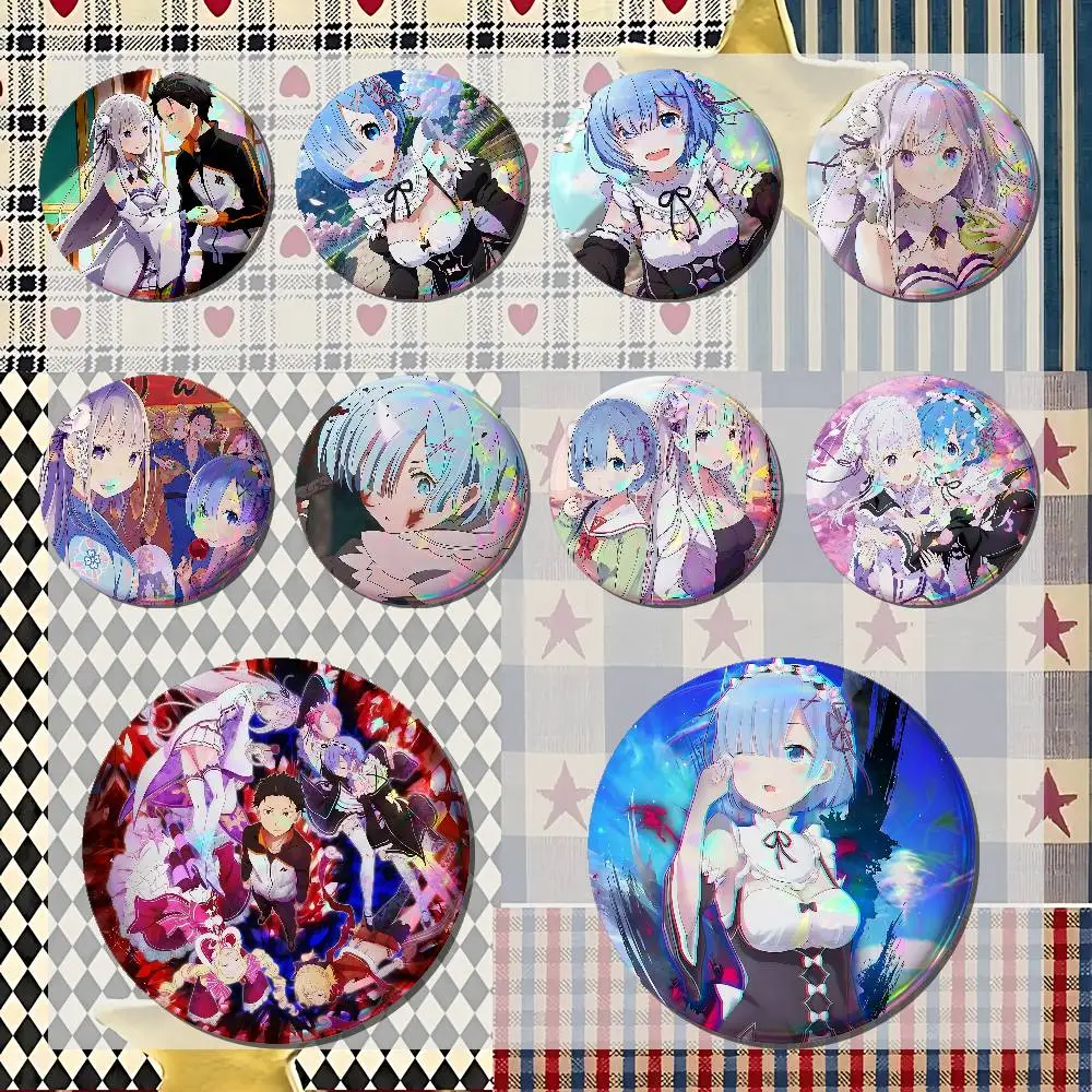 Re Zero Starting Life In Another World Badges Tinplate Soft Button Pin Brooch Metal Badge Custom JewelryHat Bag Lapel