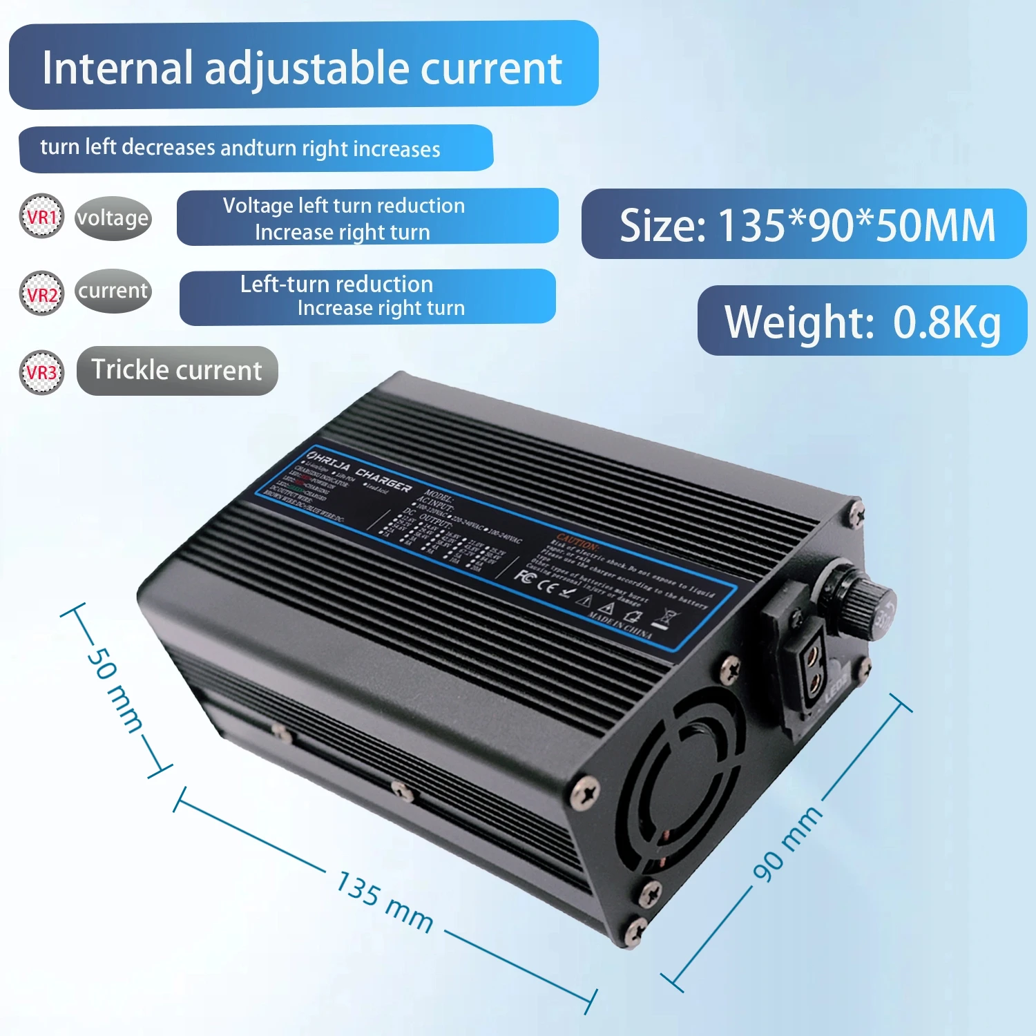 63V 4A Lithium charger quick aluminum shell suitable 15S 55.5V & Interchangeable Connector Fast stabilization with cooling fan