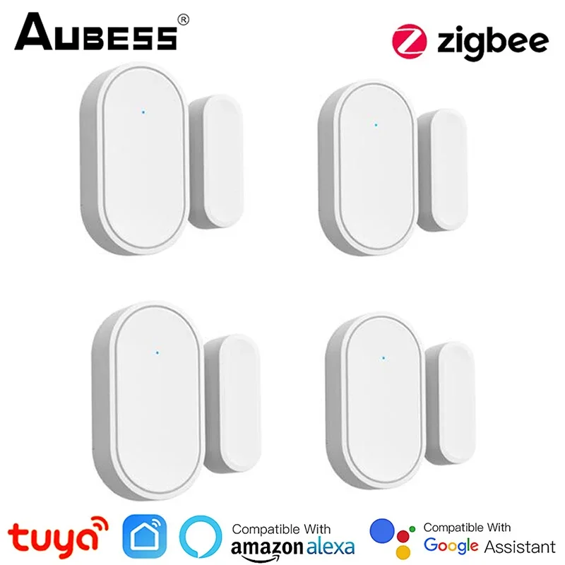 

Смарт-датчик двери Tuya Zigbee 3,0, детекторы открытия/закрытия дверей, охранная защита, управление через приложение через Alexa Google Home