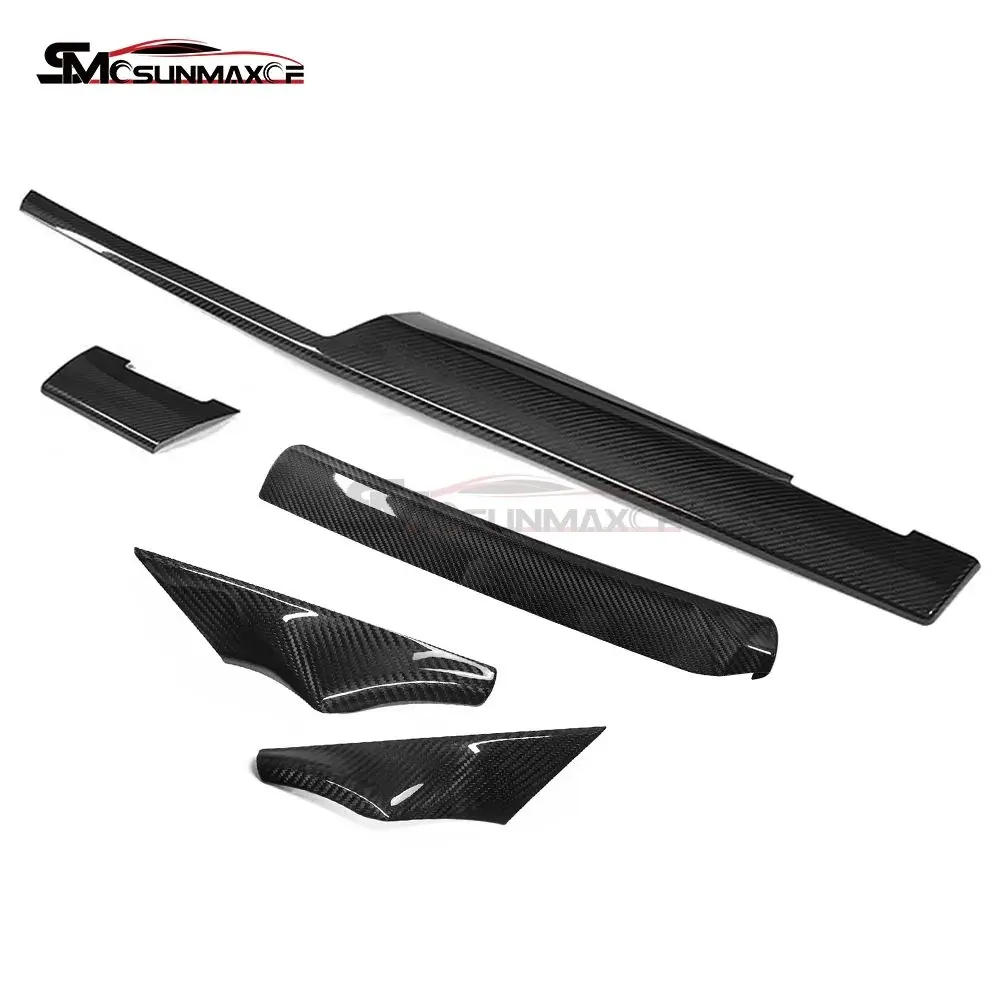 5pcs Real Carbon Fiber Dashboard Front Door Panel Cover Decoration Stickers Car Accessories For  2024 BMW 5 Series G60 G68 i5 M6
