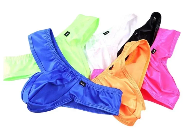 Ice Silk Fabric Elastic Sexy U-Bulge Pocket Low-Rise Breathable Bikini Men\'s Pants sexy trunks underwear