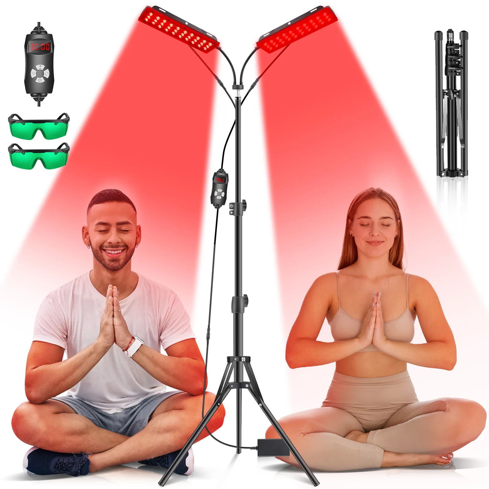 Astarexin Red Light Therapy Panel, 660nm & 850nm Dual-head Infrared LED Light Lamps for Full Body Use, Home Light Device for Face, Body & Daily Wellness