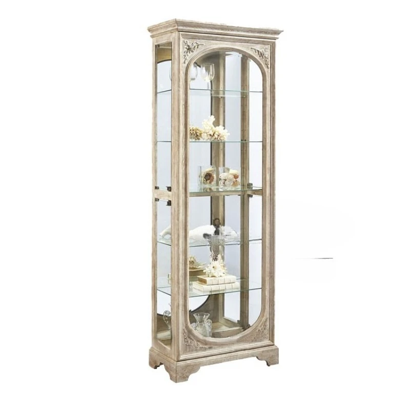 Solid wood carving flower wine cabinet figure display storage bookcase B & B glass locker living room decoration