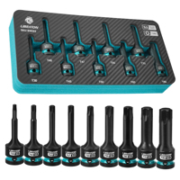 Impact Torx Bit Socket Set 9pc Impact Star Bit Socket Set T30-T80 1/2 Inch Force Torx Socket Spanner Bit Socket Set for Repair
