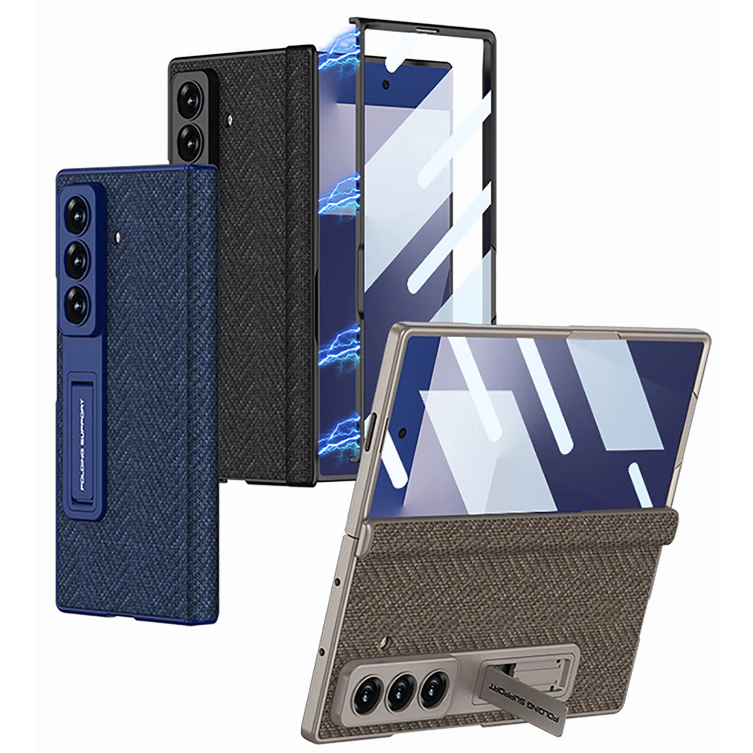 For Samsung Galaxy Z Fold 7 Case Luxury Leather Skin-Friendly With Tempered Film Folding Shockproof Hard Back Cover Accessories