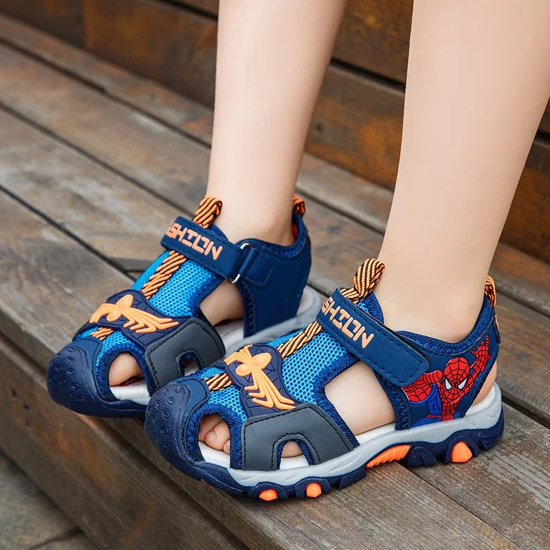 Summer Boys Sandals Black Red Hollow Out Breathable Boys Girls Sneakers Gray Blue Soft Non-slip Kids Sports Sandals Boys Shoes