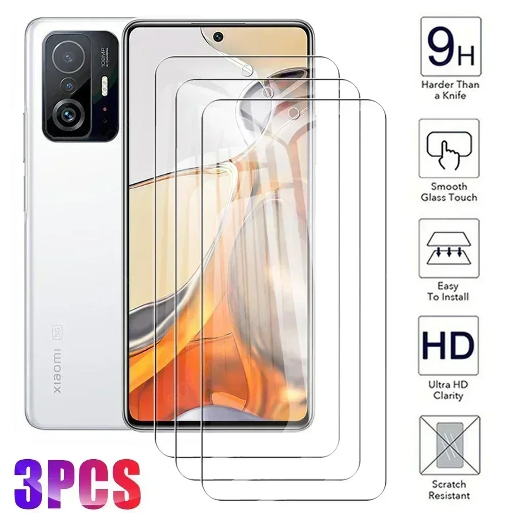 3 Pcs Protective Glass For Xiaomi 11T Pro Screen Protector Glas стекло Mi 12T 13T Pro 13 11 12 Lite 5G Mi 11i 4G Tempered Film