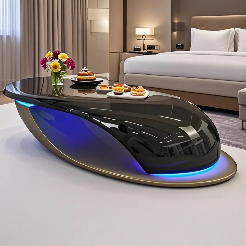 Luxury fiberglass modern coffee table tea oval small desk hotel office living room shop salon other furniture