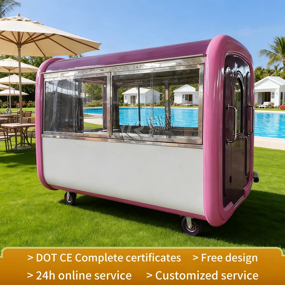 2025 Food Truck Trailer Mobile Cart Caravan Hamburger Shape Mobile Business Factory off road camper trailers