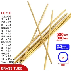 Brass pipe 0.3mm wall thickness 1.2-11 OD brass tube 300 500mm length Straight tubing copper tube thin-walled Small diameter