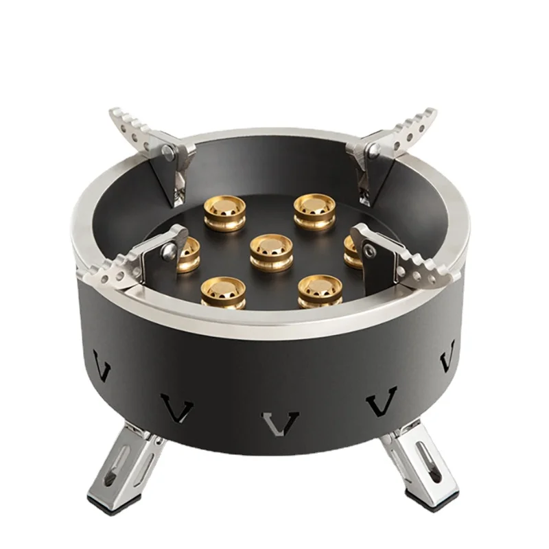 

18000W High Power Camping Stove 7 Nozzles Portable Outdoor Tourist Gas Stove Hiking Mountaineering Strong Fire Burner Barbecue