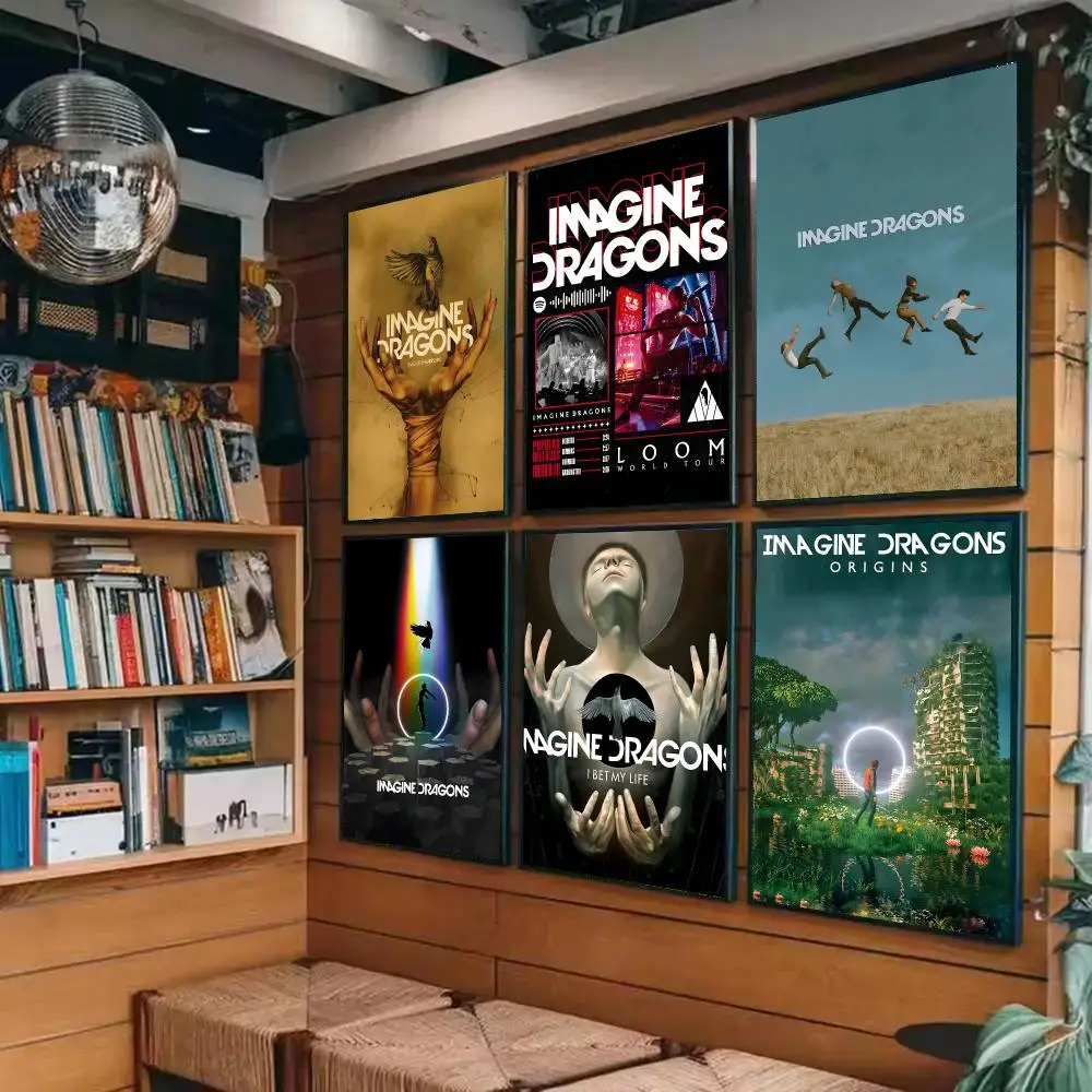 I-Imagine Dragons Poster Sticky Painting Prints Wall Art Waterproof Home Living Bed Room Bar Cafe Aesthetic Decor