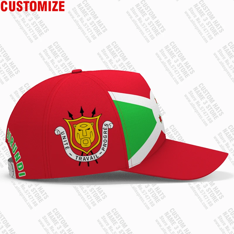 Burundi Male Youth Student Free Custom Name Number Logo Photo Bdi Flag Burundian French Nation Bi Country Diy Text Baseball Cap