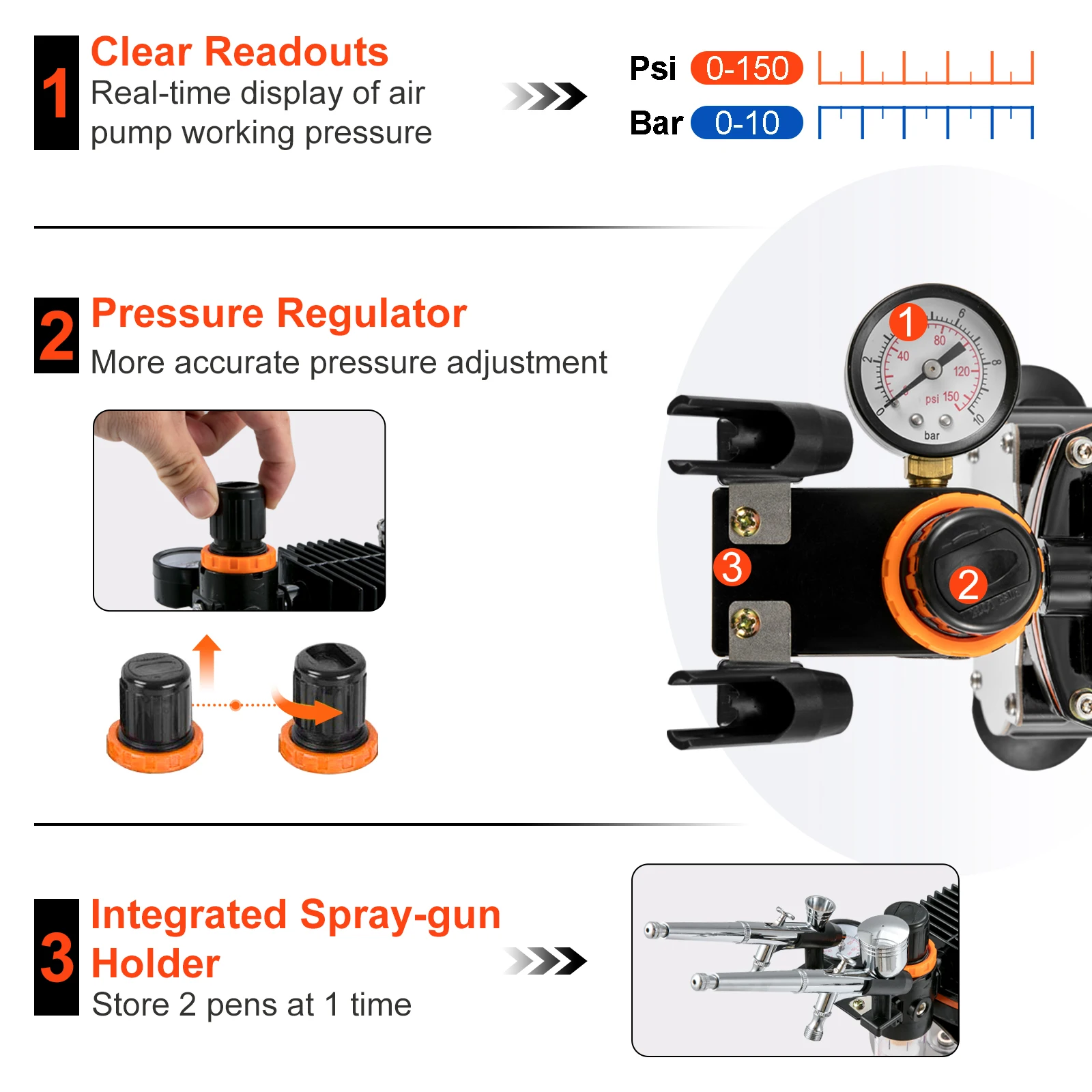 VEVOR-Kit de aerógrafo profesional de doble acción, PISTOLA DE PULVERIZACIÓN eléctrica de 120W, juego de pintura con pincel de aire, pulverizador de