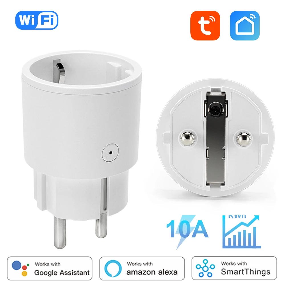 Tuya WiFi Smart Plug 10A EU Smart Socket With Power Monitoring Timing Function Voice Control Via Alexa Google Home Yandex