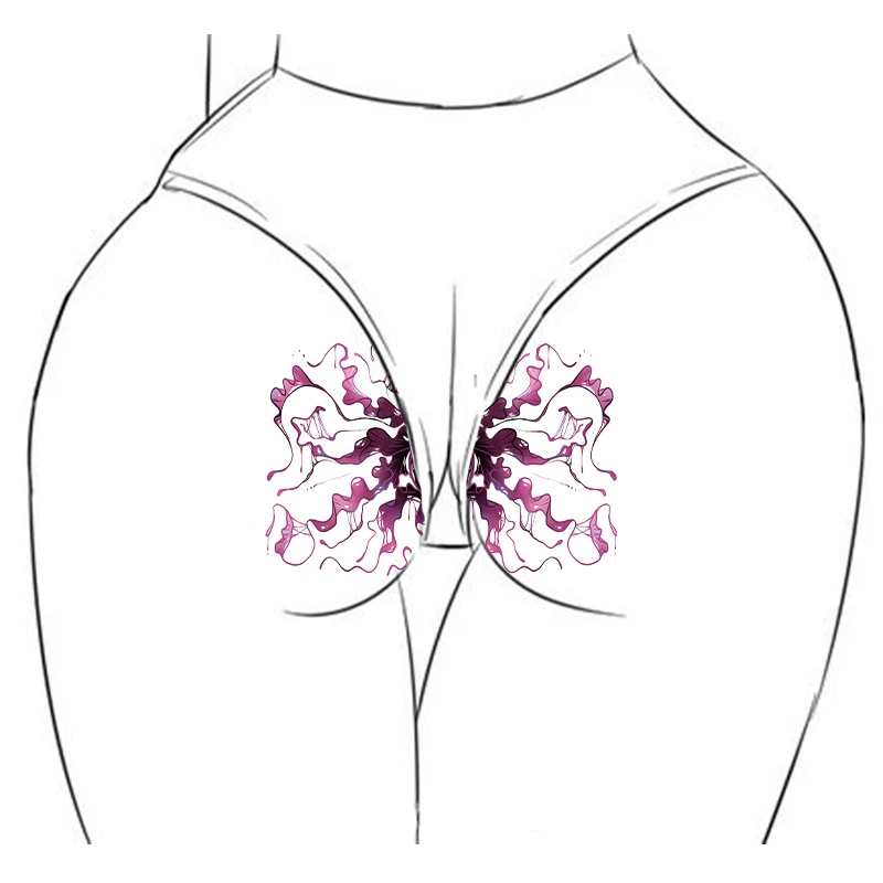 Black and Red Jellyfish Buttocks and Abdomen Sexy Temporary Stickers, Waterproof and Sweatproof, Realistic Color Tattoos