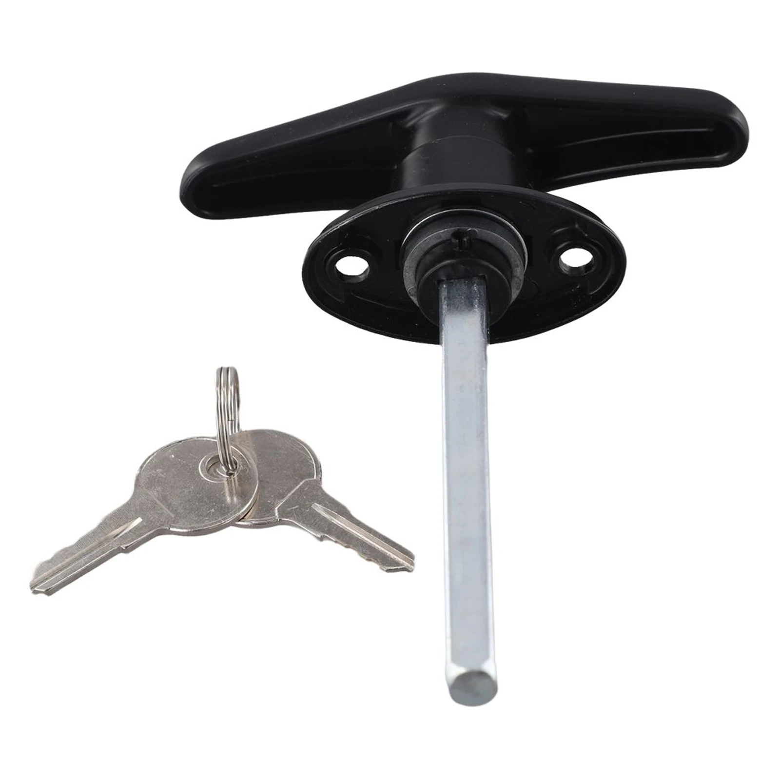 Outdoor Storage Solution Garage Door Lock T Handle Door Lock Blocker Black Smooth Finish Zinc Alloy Construction view 2