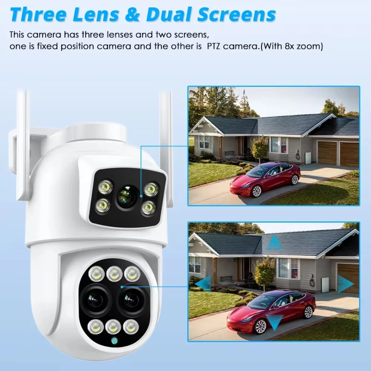 Overscam Draadloos CCTV-systeem WiFi-camerakit 9MP IP-camera met 8X PTZ-zoom Beveiliging Audio 8CH NVR Videobewakingsset ICsee