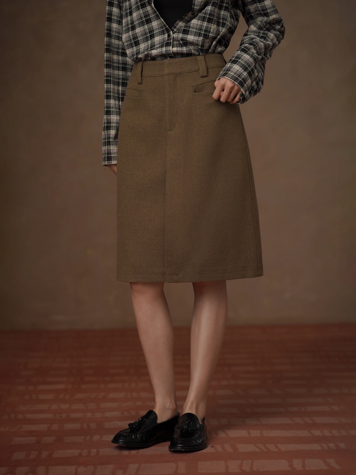 Hacikis Miss Perfect Autumn Winter High Waist Slim Straight Tube Woolen Skirt Quality Tailoring City Walk Casual Style