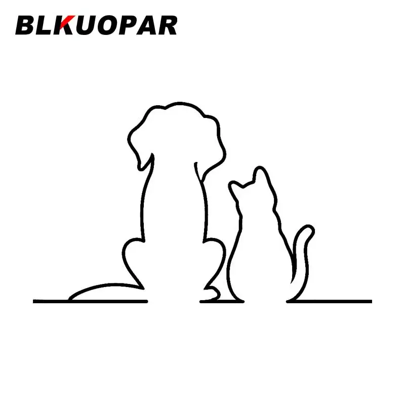 

BLKUOPAR Line Pulse с собакой и котом, автомобильная наклейка, индивидуальная устойчивая к царапинам наклейка, водостойкая наклейка на бампер багажника, окна, виниловая автомобильная пленка