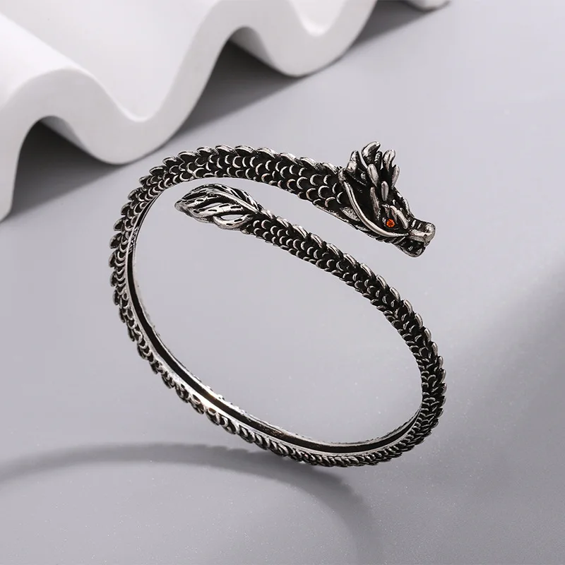 New Retro Creative Dragon Bangles Temperament 925 Sterling S