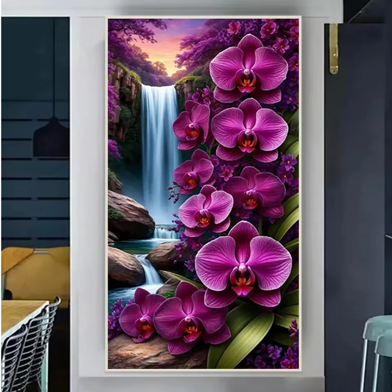 

Big Size Vibrant Purple Magnolia 5D DIY Diamond Painting Diamond Embroidery Cross Stitch Diamond Art Crystal Home Decoration