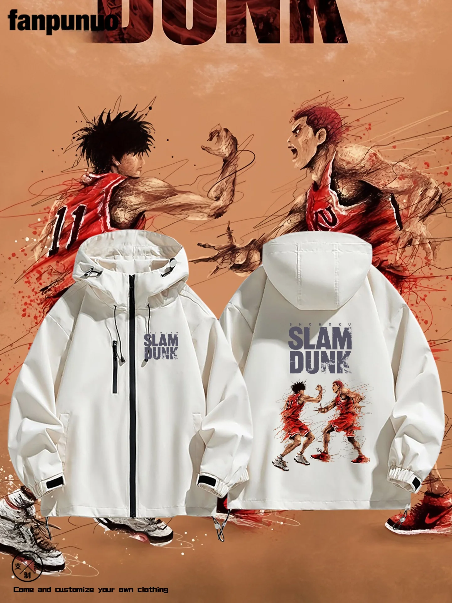 

Anime Baskeall Expert Outerwear Casual Loose Fit Polyester Jaet Windproof Long Sve Hooded Zipper Closure ex Coat