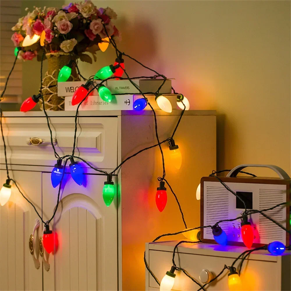 แบตเตอรี่/พลังงานแสงอาทิตย์ Christmas String Light สตรอเบอร์รี่กลางแจ้ง String Light LED คริสต์มาส Fairy Light สําหรับสวนรั้วต้นไม้ตกแต่ง