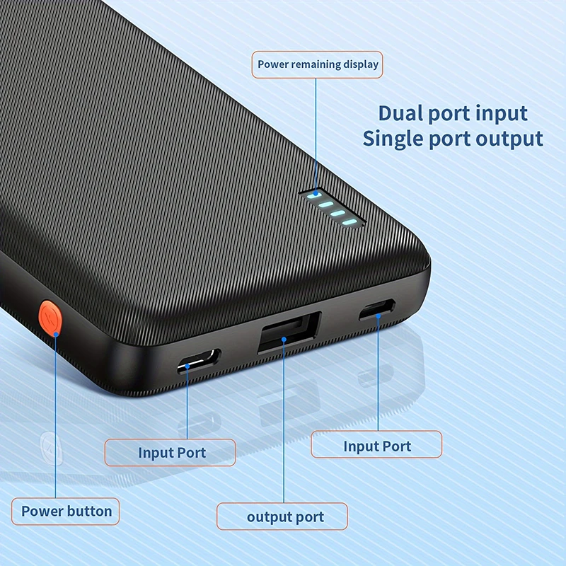 Portable 10000mAh Power Bank Large Capacity Super Fast Charging Powerbank For iPhone Samsung Xiaomi External Spare Battery Pack