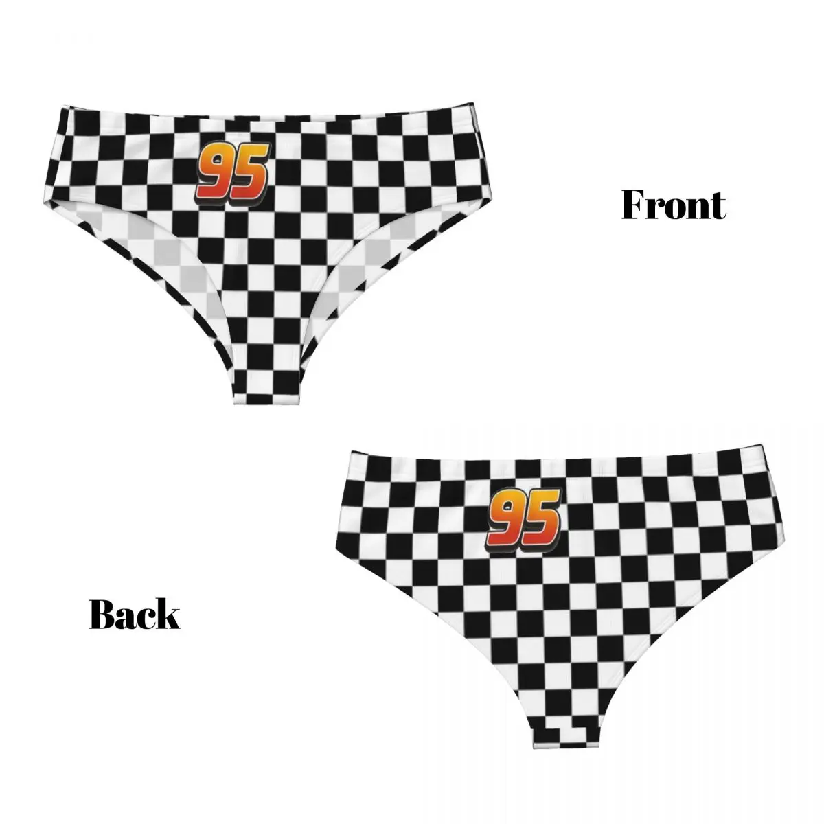 Custom Womens Lightning McQueen 95 Brief Panties Female Breathable Cartoon Underwear Underpants