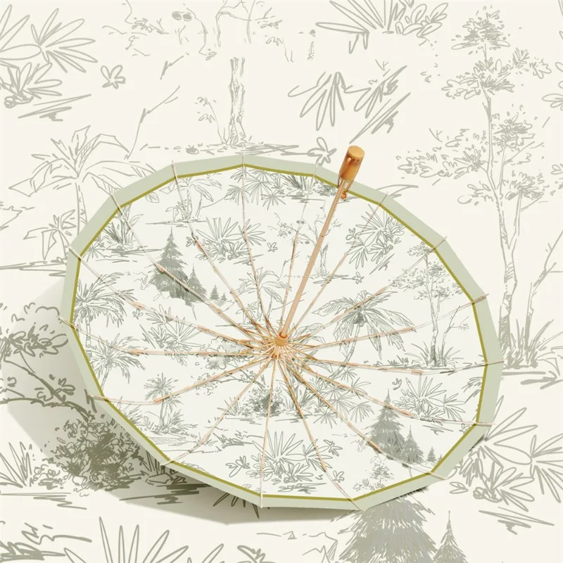 

16-костный супер большой зонт в китайском стиле, всепогодный для женщин, складной усовершенствованный солнцезащитный крем, ветрозащитный двойной зонт, дождевик