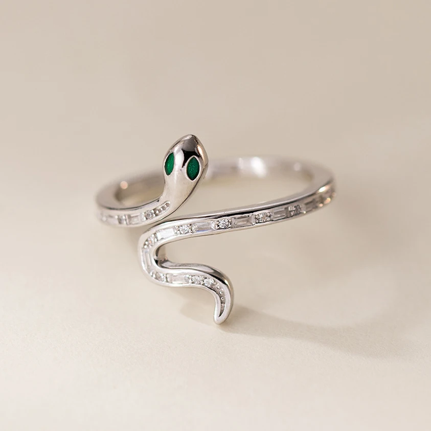 Women's Long Dragon Ring with Red Zircon