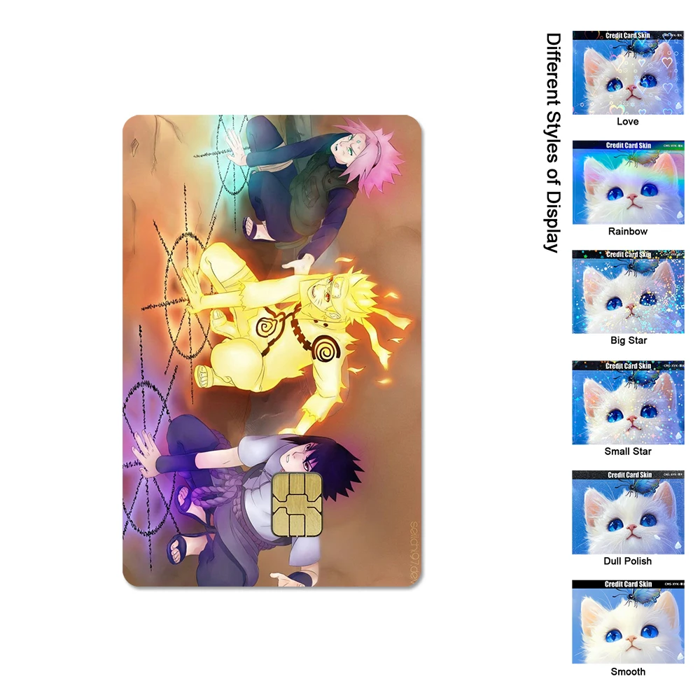 New Anime Naruto Credit Card Sticker Uchiha Sasuke Haruno Sakura PVC Matte Bank Debit Card Film Skin Cover Waterproof Gifts