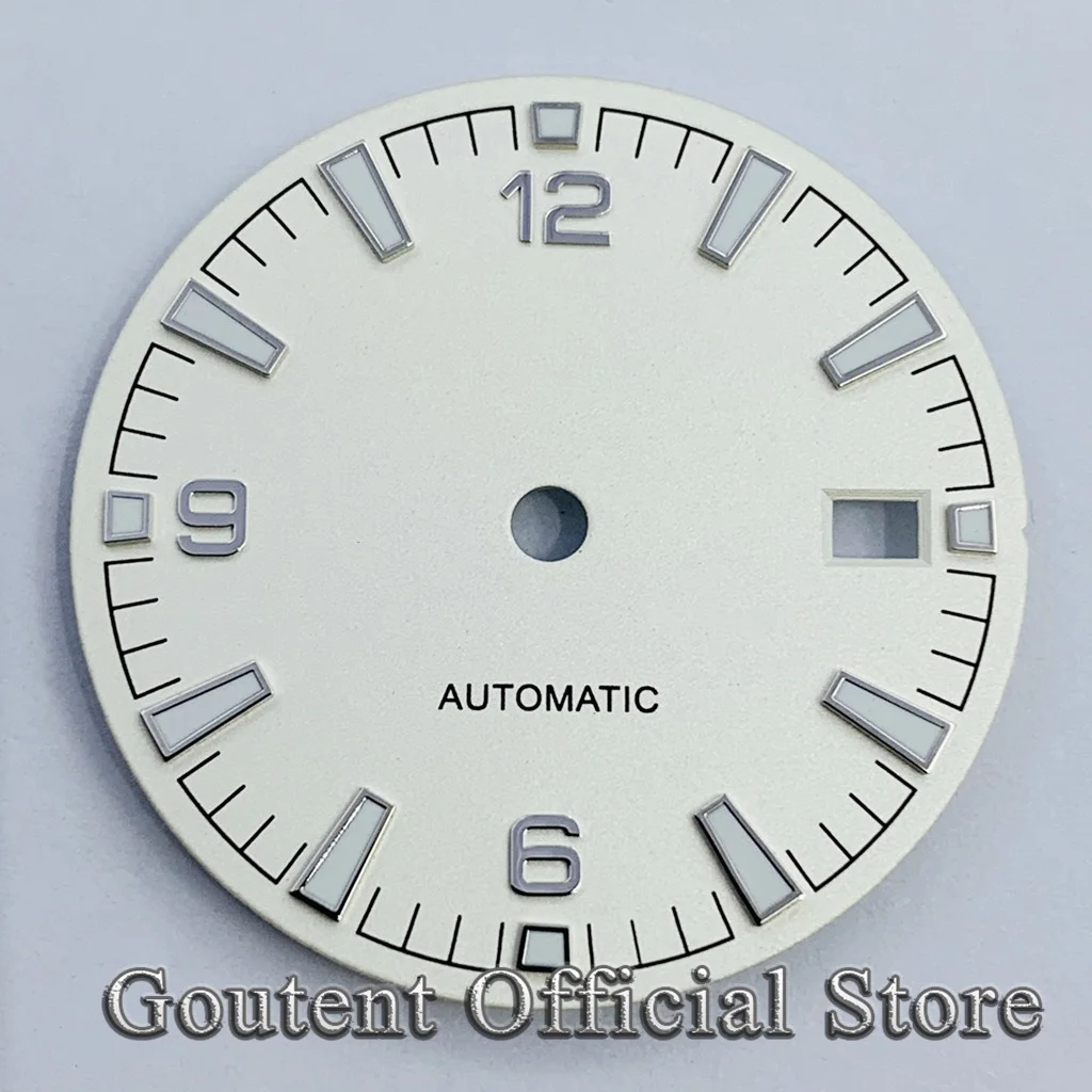 Goutent 31mm Sterile Watch Dial Fit NH35 NH35A Movement With Calendar Window Fit 3 O\'Clock Crown 3.8 O\'Clock Crown