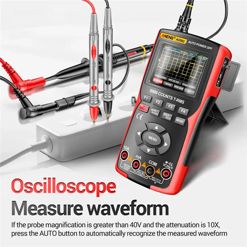 AOS02 Digital Oscilloscope Transistor Test Multimeter 48MS/s Sampling Rate 10MHZ Analog Bandwidth Support Waveform Storage