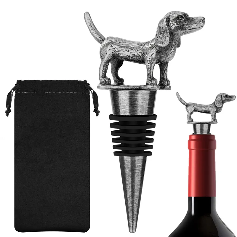 Portable Dachshund Wine Stopper Animal Sausage Dog Pet Shape Bottle Stoppers for Home Party Barware Wedding Accessory Gift