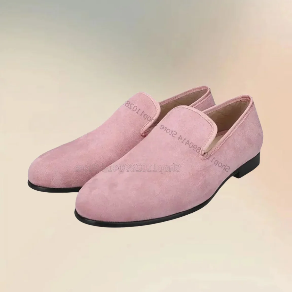 

Pink Black Flock Low Top Men Loafers Fashion Slip On Men Shoes Luxurious Handcraft Party Feast Banquet Office Men Casual Shoes
