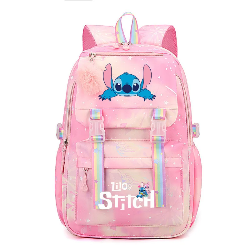 Stitch Binder for Students Travel Backpack for Girls Large Capacity Waterproof New College Style Anime Print Insider