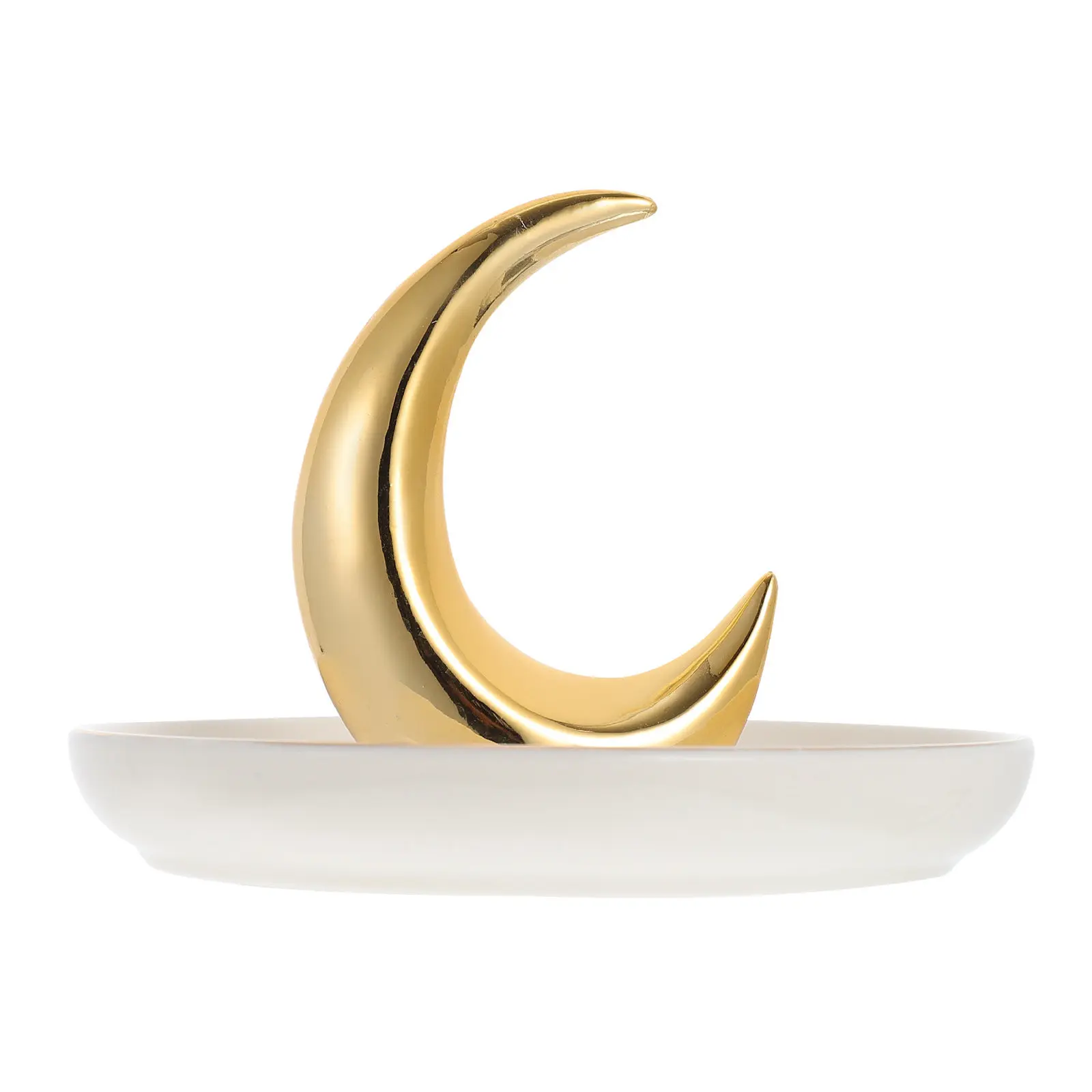

1Pcs Exquisite Moon Shape Ceramic Jewelry Tray Versatile Decorative Storage Plate for Home Shop Holiday Party Tidy Desk