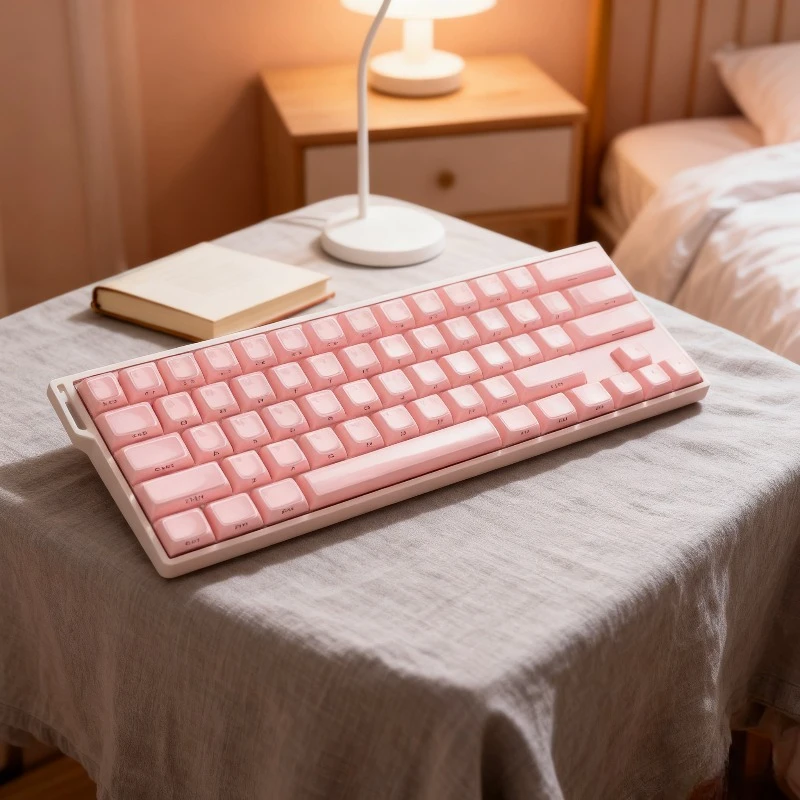 

Crystal Pink Keycaps Custom OEM Profile Cute and Minimalist Style Key Cap for Gamers DIY Mechanical Keyboard Gifts for Friends