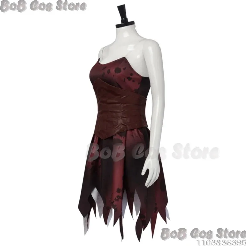 

qq45Princess Elodie Movie Damsel Cosplay Costume Irregular Hemline Dark Red Dress Girdle Suit Holloween Party RolePlay Women Gir