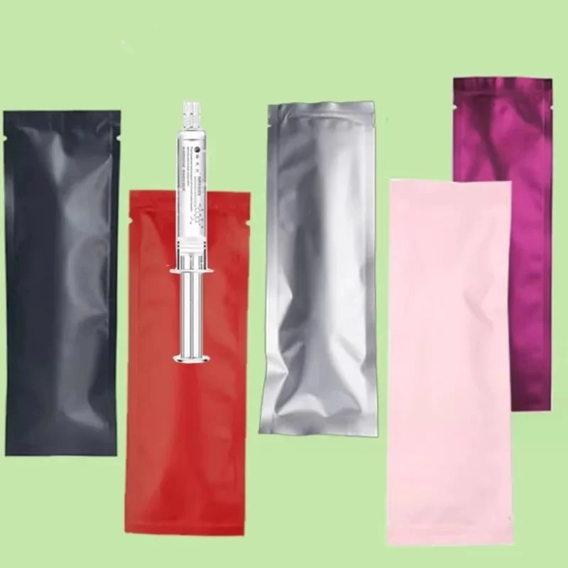 100PCS Open Top Aluminum Foil Bag DIY Logo Needle Eyeliner Pen Nail Brush Coffee Powder Spice Shampoo Long Heat Sealing Bags