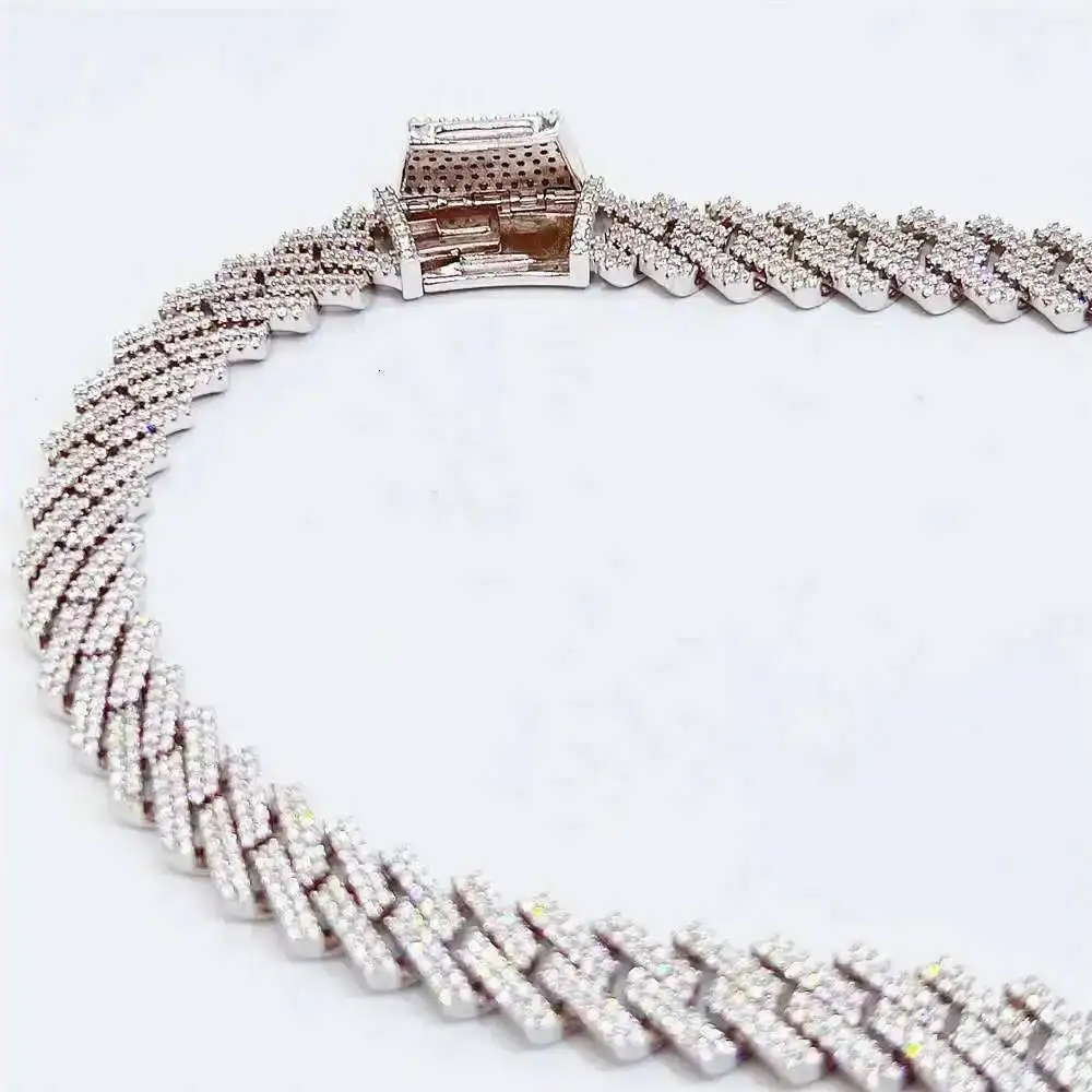 

Пользовательские 14 мм муассанит с бриллиантами кубинская цепочка хип-хоп мужские ювелирные изделия Iced Out кубинское звено ожерелье